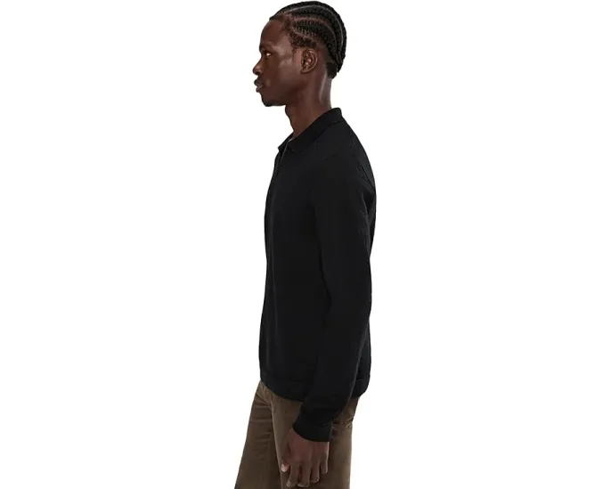 Полированная кожаная рубашка поло John Varvatos Luciano с длинными рукавами