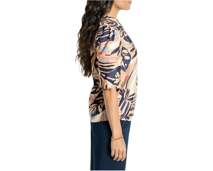 Блуза Terracotta Garden Top с короткими буфами и принтом в стиле крестьянской рубашки NIC+ZOE