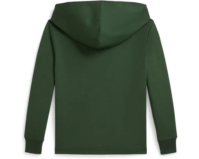 Детская худи с клетчатой отделкой Polo Ralph Lauren Kids с капюшоном и карманом кенгуру