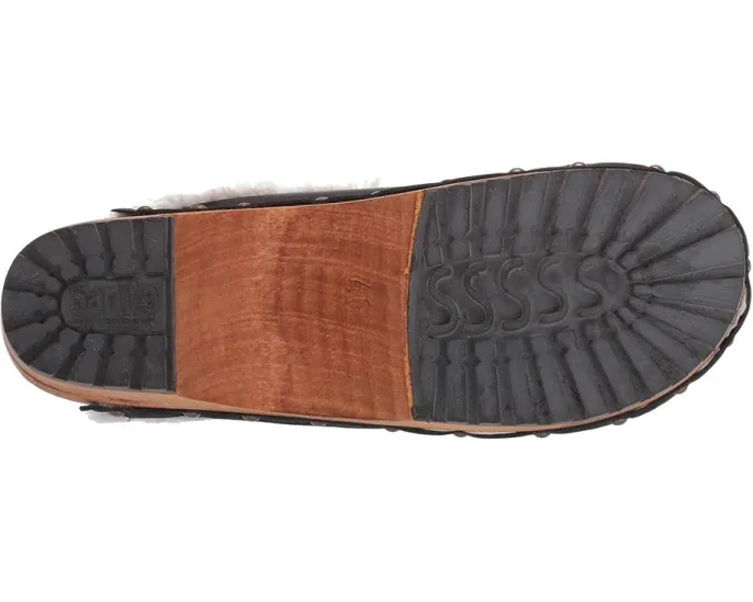 Сабо Sanita Hese из кожи яка с отделкой из овчины