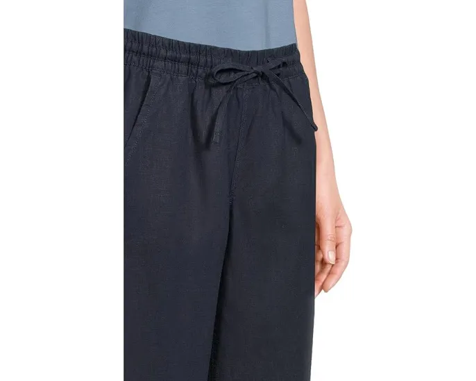 Полосковые брюки L.L.Bean Premium Linen Breezy с поясом на резинке и прямым кроем