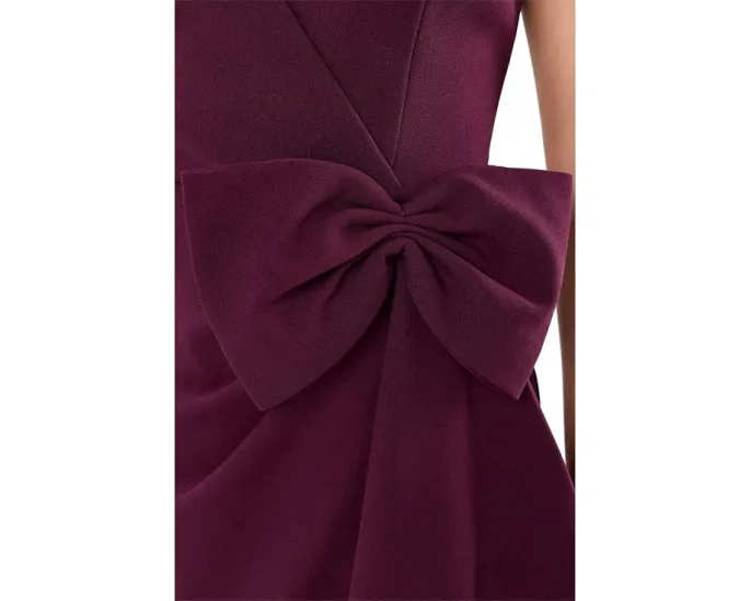 Adrianna Papell платье короткое V-Neck Crepe с бантом и боковым разрезом