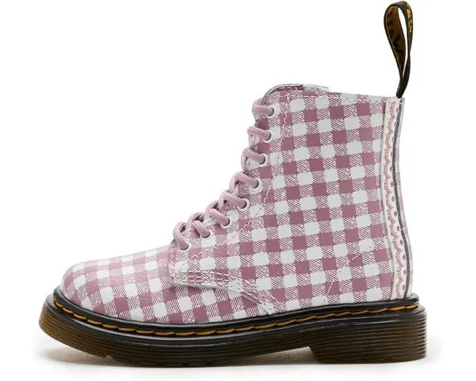 Dr. Martens 1460 Pascal детские ботинки на шнуровке с желтой строчкой и боковой молнией