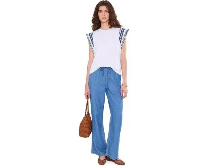 Хлопковая футболка с трикотажной отделкой NIC+ZOE Knit Trim