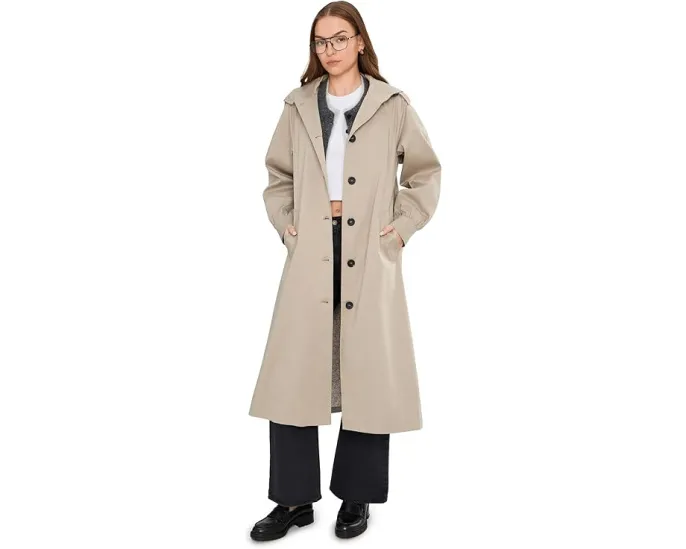 Длинное тренч-пальто Avec Les Filles с воротником-воронкой