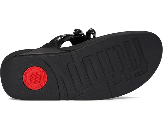 Сандалии FitFlop Lulu Glitz-bow с кожаным верхом и стразовым бантом