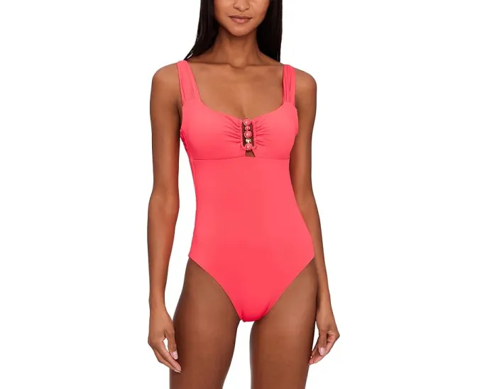 Цельный купальник BECCA Marble Canyon Ariyah с глубоким вырезом