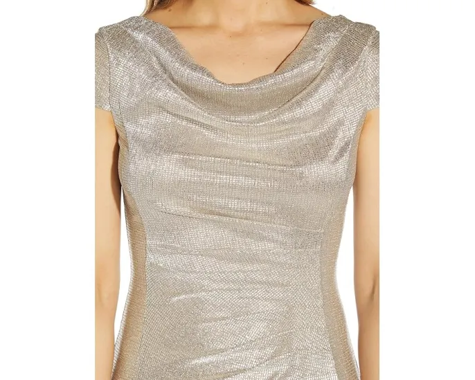 Вечернее платье Adrianna Papell Metallic Knit с драпированным вырезом