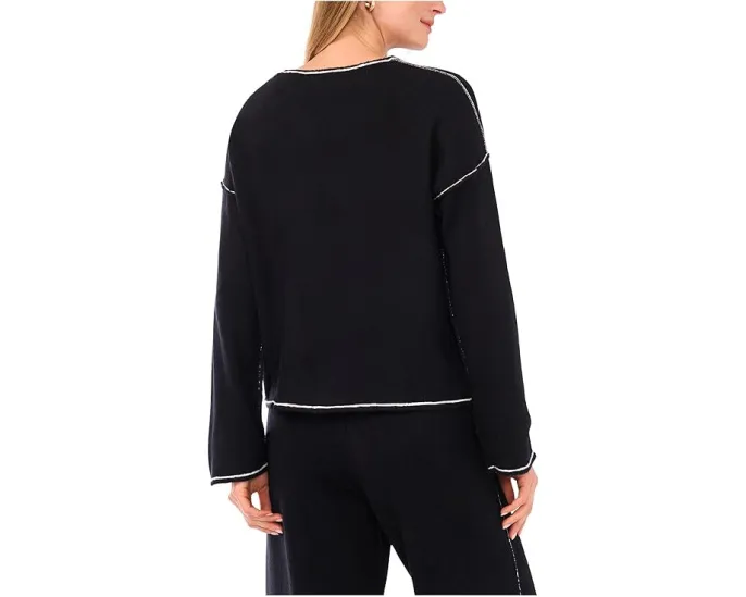 Свитер Vince Camuto с V-образным вырезом и контрастной вязкой