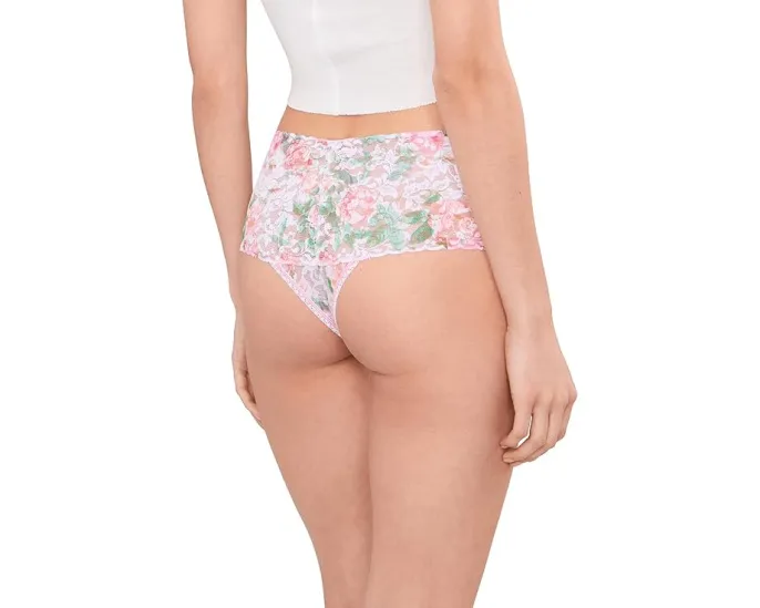 Printed Signature Lace Retro Thong