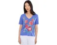 Футболка Raw Hem V Neck с принтом Celiora Johnny Was