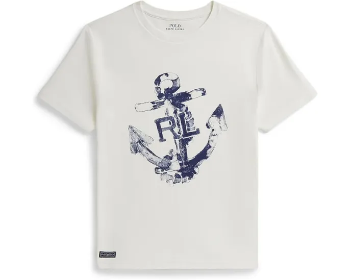 Футболка с принтом якоря из хлопкового джерси для детей постарше Polo Ralph Lauren Kids