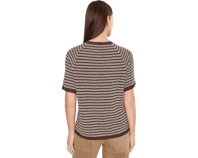 Футболка Faherty Miramar Linen Tee с рукавами три четверти и полосатым принтом