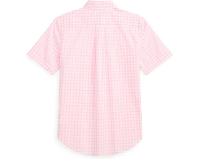 Рубашка Polo Ralph Lauren Kids в полоску из хлопкового поплина с вышитым пони