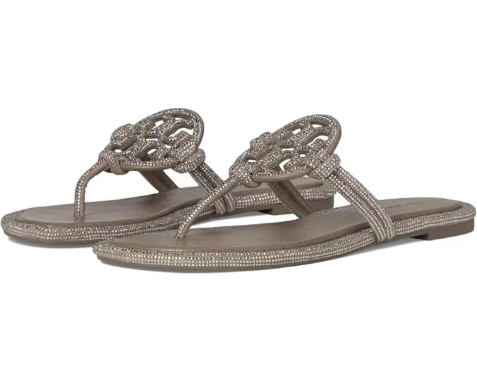 Сандалии Tory Burch Miller Knotted Pave с заклепками и стелькой из овечьей кожи