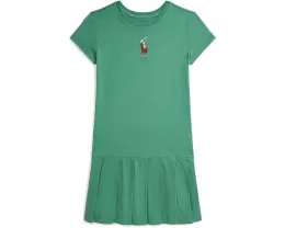 Платье из хлопкового джерси с плиссированной юбкой и вышитым пони Polo Ralph Lauren Kids