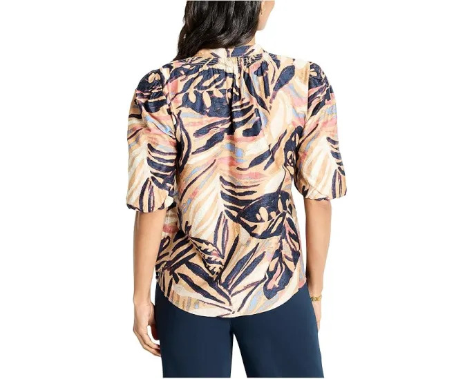 Блуза Terracotta Garden Top с короткими буфами и принтом в стиле крестьянской рубашки NIC+ZOE