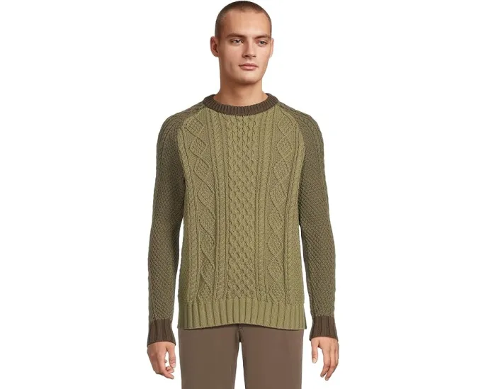 L.L.Bean Хлопковый свитер Fisherman с воротником-поло и цветными блоками в облегающем крое