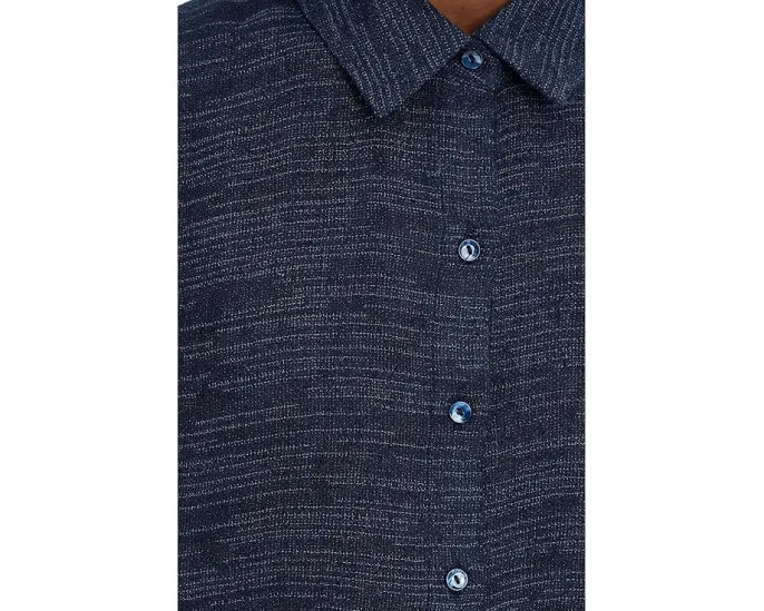 Рубашка Eileen Fisher Petite с классическим воротником из льняной марли в полоску