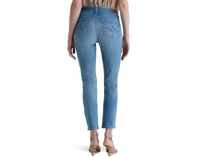 Джинсы AG Jeans Mari с завышенной талией и прямым укороченным кроем в цвете Atlantis