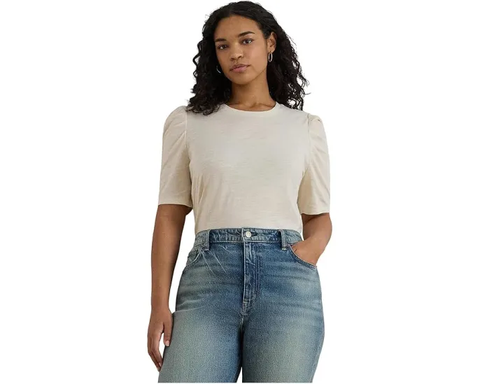 Топ Slub Jersey Puff-Sleeve с буфами из джерси Lauren Ralph Lauren