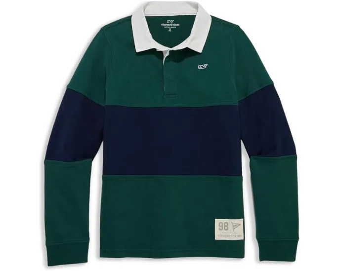 Vineyard Vines Kids поло Pieced Rugby с длинным рукавом из хлопка