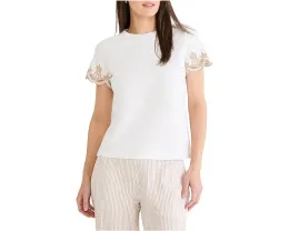 Футболка Deco Sleeve Cotton Slub от NIC+ZOE с вышивкой на рукавах