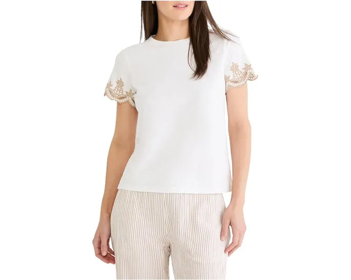 Футболка Deco Sleeve Cotton Slub от NIC+ZOE с вышивкой на рукавах