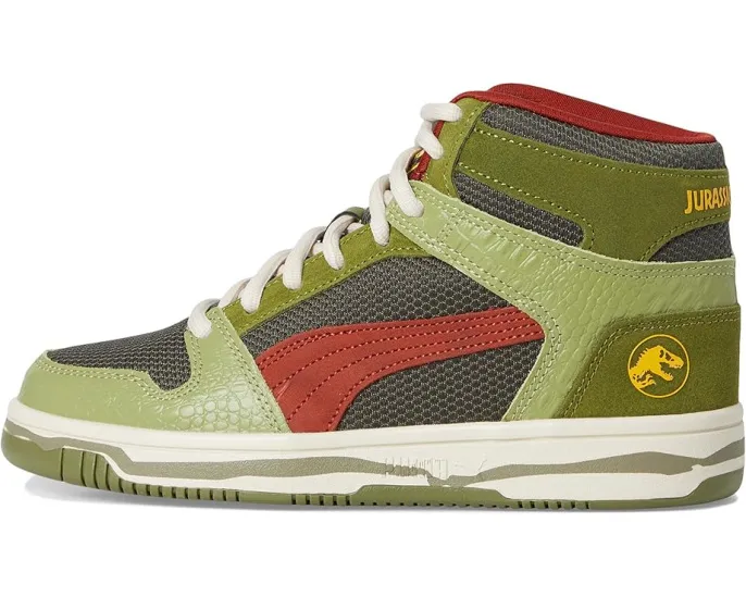 Кроссовки PUMA Kids Rebound Layup Mid Jurassic World с тематическим дизайном