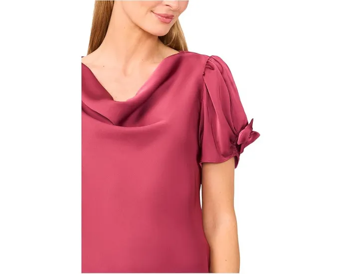 Блузка CeCe с капюшоном и короткими рукавами-пузырьками