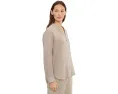 Puckered Organic Linen Stripe Mandarin Collar Shirt