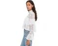 Free People Кружевной топ Lilabeth с воротником стойка и расклешенными рукавами