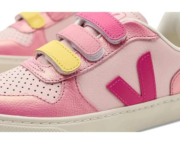 Детские кроссовки VEJA Small V-10 из экологичной кожи с застежками на липучках