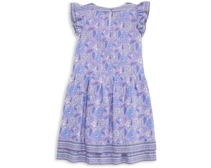 Платье Vineyard Vines Kids Flutter Pintuck с V-образным вырезом и короткими рукавами-фонариками