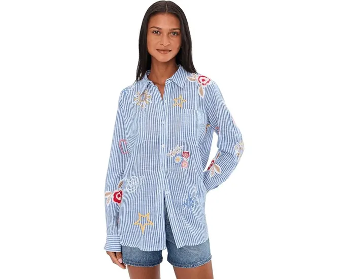 Блуза Andee с вышивкой цветов и накладными карманами от Karyn Seo