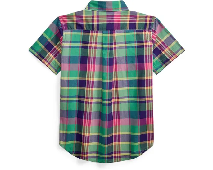Рубашка Polo Ralph Lauren Kids с коротким рукавом из хлопкового поплина в клетку
