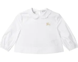 Блузка Burberry Kids Cora Long Sleeve с длинным рукавом и рюшами на воротнике