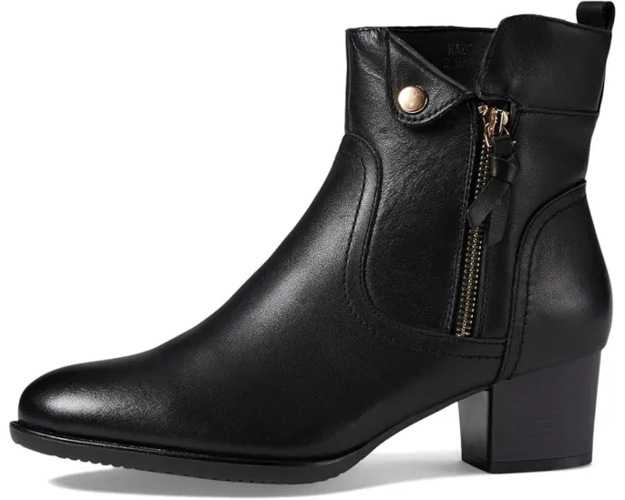 Ботильоны Nazca на удобном каблуке с кнопкой и молнией из кожи