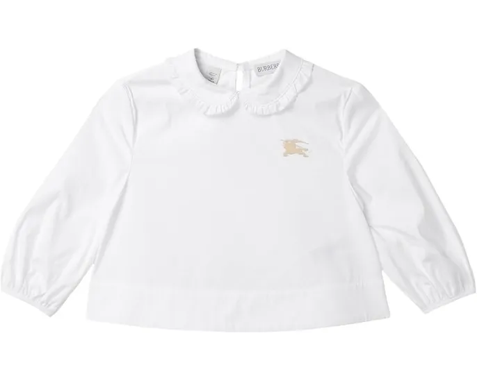 Блузка Burberry Kids Cora Long Sleeve с длинным рукавом и рюшами на воротнике