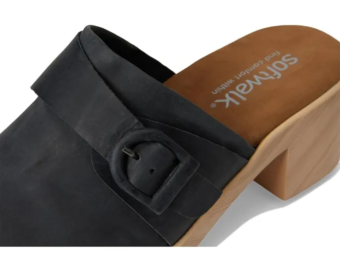 Клоги SoftWalk Ferrara с деревянной платформой и выразительной пряжкой