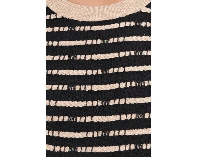 Свитер NIC+ZOE Atelier с контрастной отделкой и укороченным рукавом