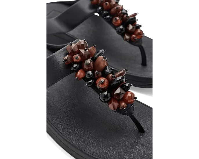 Сандалии FitFlop Fino с ремешком между пальцев и кластером бусин