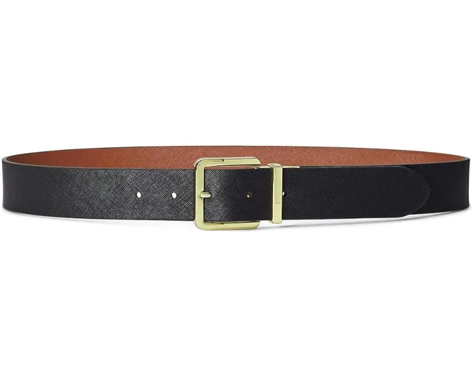 Двусторонний кожаный ремень Lauren Ralph Lauren с узором в клетку