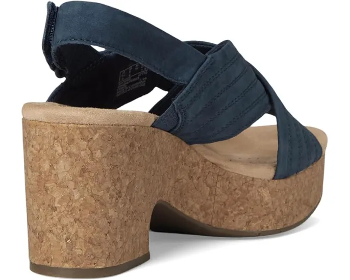 Сандалии Clarks Nerisa West на пробковом каблуке 75 мм с ручной строчкой