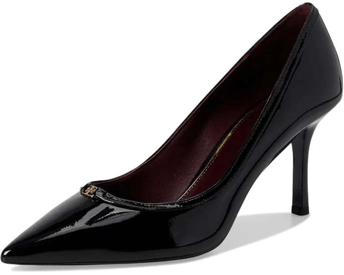 Туфли-лодочки Double T-Buckle Pump с острым носком на каблуке 80 мм Tory Burch