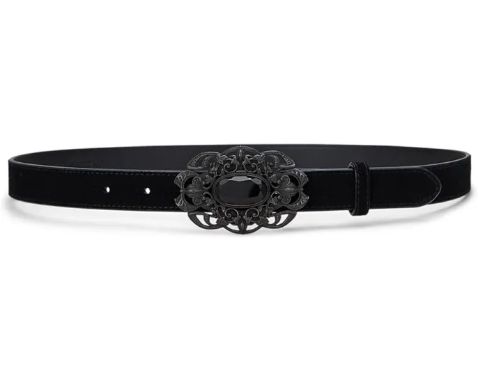 Узкий кожаный ремень Lauren Ralph Lauren с каменной пряжкой