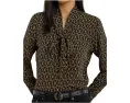Chain-Print Crepe Tie Neck Blouse