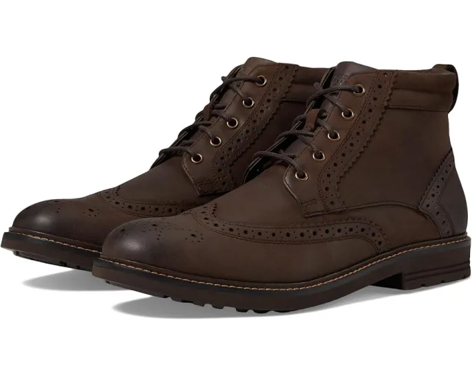 Кожаные ботинки Nunn Bush Odell 2.0 Wingtip с круглым носком и технологией Dual Comfort