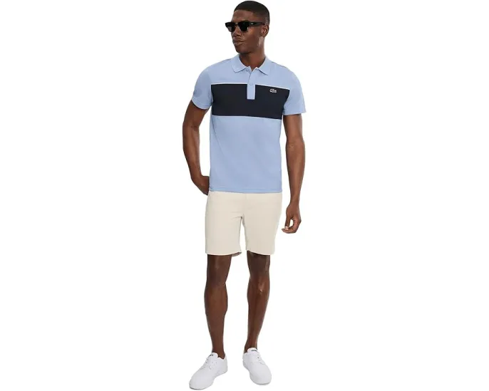 Поло Lacoste Regular Fit с цветными блоками и контрастной окантовкой