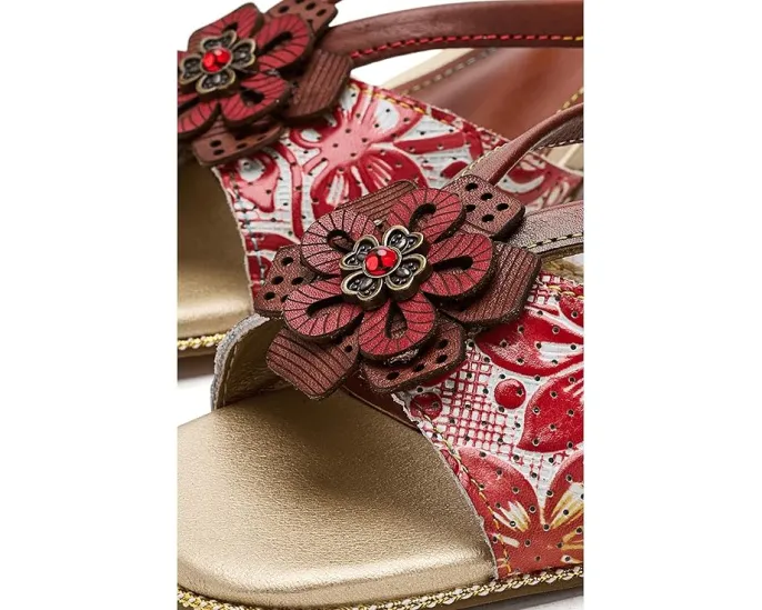 L'Artiste by Spring Step Сандалии Europa из кожи с цветочным тиснением и блочным каблуком